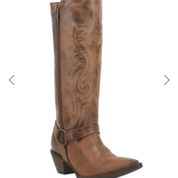 NWT Laredo Diamanté Cowboy Leather Boots Tan - Picture 5 of 10